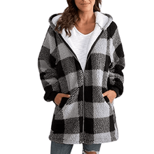 Load image into Gallery viewer, Hoodie Plaid Loose Overcoat
