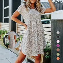Load image into Gallery viewer, Leopard Print Round Neck Dress
