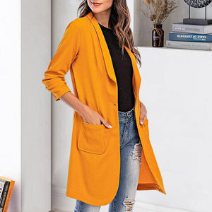 Three-quarter Sleeve Women's Mid-length Pocket Coat
