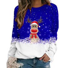 Load image into Gallery viewer, Snowflake Christmas Deer Print Crewneck Sweater
