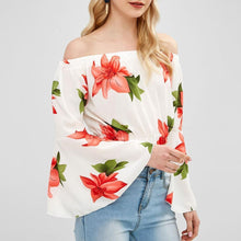Load image into Gallery viewer, Flare Sleeve Off Shoulder Floral Blouse
