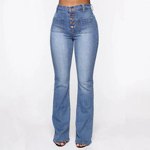 Load image into Gallery viewer, Washed High Waist Button Boot-cut Jeans
