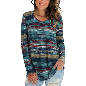 Contrast Striped Long Sleeve T-Shirt