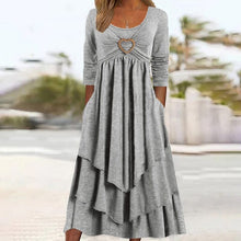 Load image into Gallery viewer, Plain Regular Fit Crew Neck Long Sleeve Casual Midi Dress
