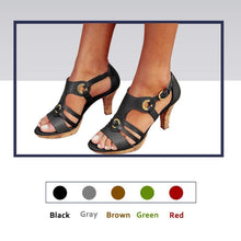 Load image into Gallery viewer, Plain Chunky High Heeled Peep Toe Date Travel Sandals
