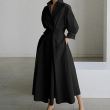 Load image into Gallery viewer, Women&#39;s Solid Pocket Button Lapel Long Sleeve Maxi Shirt Casual Dress
