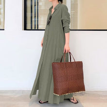 Load image into Gallery viewer, Button Down Solid Long Shirt Dress

