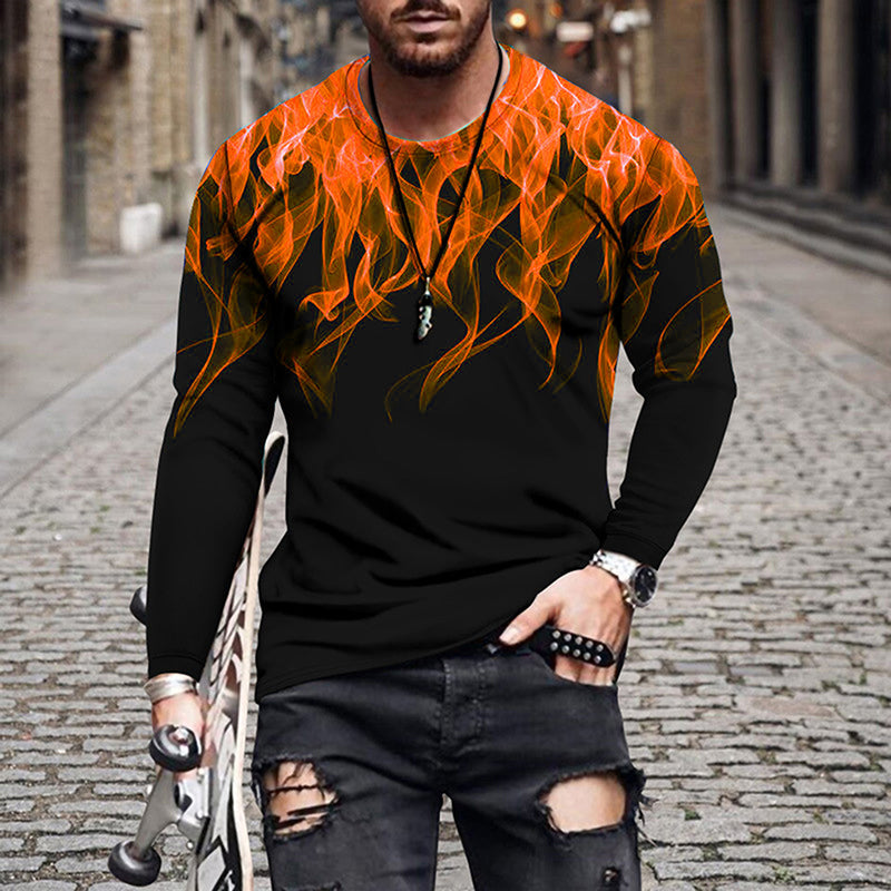 Flame Print Long Sleeve T-Shirt