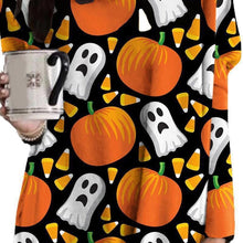 Load image into Gallery viewer, Halloween Cat Pumpkin Long Sleeve Dress
