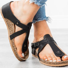 Load image into Gallery viewer, Sandals Pu Wedge Heel Summer Slippers
