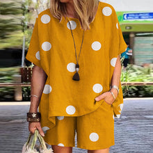 Load image into Gallery viewer, Dot Print Half Sleeve Elastic Waist Suit For Women
