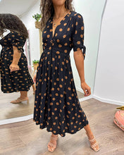 Load image into Gallery viewer, Deep V-neck polka-dot dress
