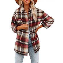 Load image into Gallery viewer, Women&#39;s Autumn Winter Long Sleeve Loose Plaid Shirt Coat
