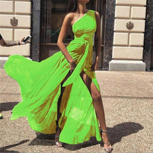 Load image into Gallery viewer, New Sexy One Shoulder Split Chiffon Dress.MC
