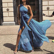 Load image into Gallery viewer, New Sexy One Shoulder Split Chiffon Dress.MC
