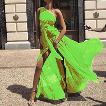 Load image into Gallery viewer, New Sexy One Shoulder Split Chiffon Dress.MC
