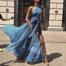 Load image into Gallery viewer, New Sexy One Shoulder Split Chiffon Dress.MC
