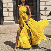 Load image into Gallery viewer, New Sexy One Shoulder Split Chiffon Dress.MC
