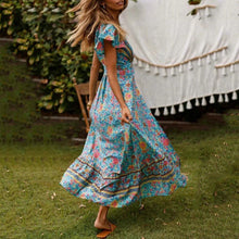 Load image into Gallery viewer, New Bohemian Big Pendulum V-Neck Beach Holiday Tie Printing Maxi Dresses.MC
