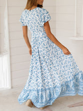 Load image into Gallery viewer, New Bohemian Big Pendulum V-Neck Beach Holiday Tie Printing Maxi Dresses.MC
