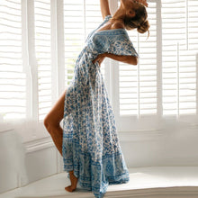 Load image into Gallery viewer, New Bohemian Big Pendulum V-Neck Beach Holiday Tie Printing Maxi Dresses.MC

