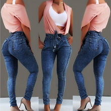 Load image into Gallery viewer, Slim-fit Tassel Belt High-Rise Jeans
