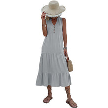 Load image into Gallery viewer, Button Detail Layered Hem Smock Dress
