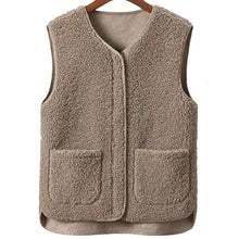 Load image into Gallery viewer, Ladies Faux Sherpa Sleeveless V-Neck Vest
