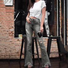 Load image into Gallery viewer, Denim High-waist Ripped Trousers
