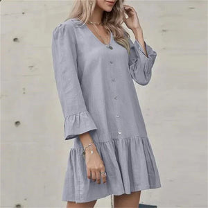 Pleated Bell Sleeve Dress