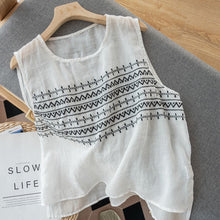 Load image into Gallery viewer, Summer Embroidered Loose Linen Vest
