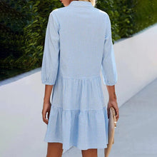 Load image into Gallery viewer, Stand collar plaid printed dress
