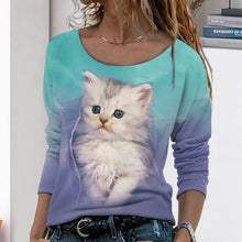 Load image into Gallery viewer, Cat Graphic Long Sleeve T-Shirt
