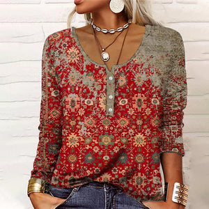 U Neck Button T-Shirt