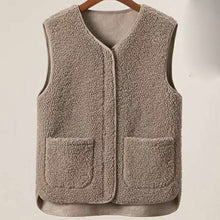 Load image into Gallery viewer, Ladies Faux Sherpa Sleeveless V-Neck Vest

