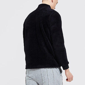Mens Fuzzy Sherpa Pullover Long Sleeve Fleece Sweatshirts