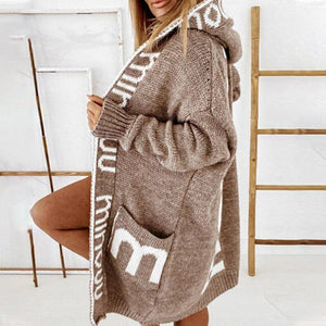 Loose Long Cardigan With Letter Print