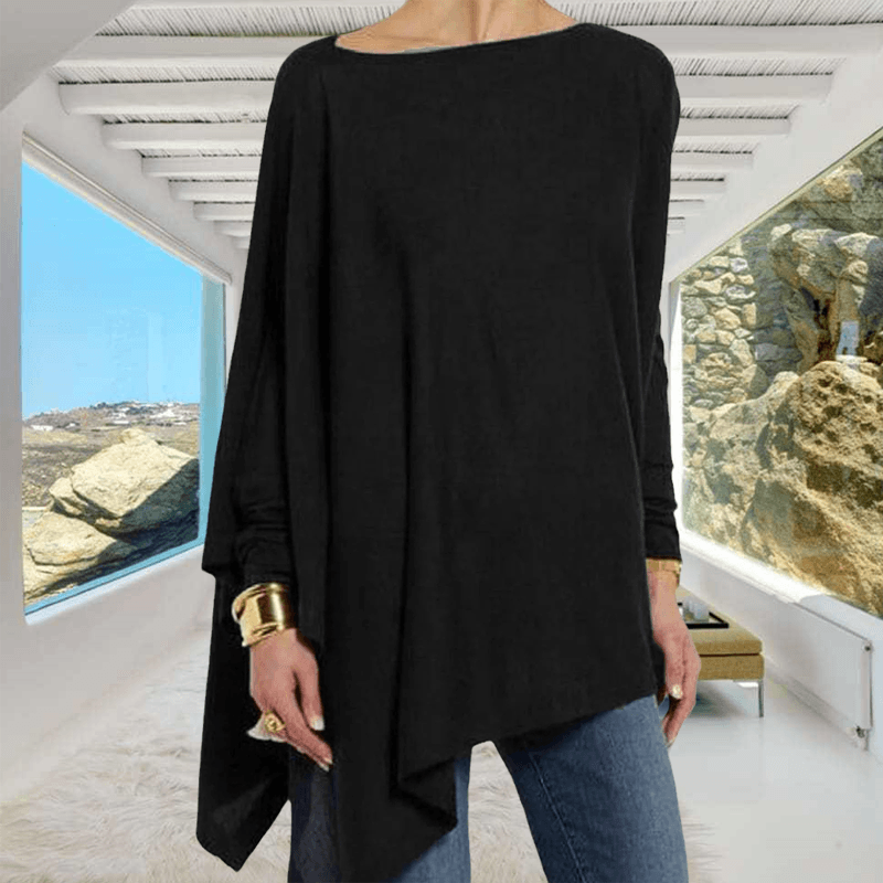 Women's Long-sleeved Solid Color Pullover T-shirt