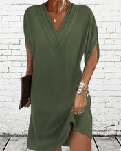 Load image into Gallery viewer, Slit sleeve solid color elegant dress

