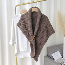 Load image into Gallery viewer, Knitted Triangle Shawl with Leather Buckle
