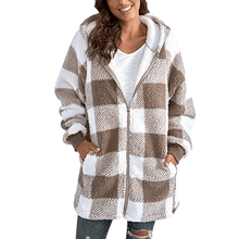 Load image into Gallery viewer, Hoodie Plaid Loose Overcoat
