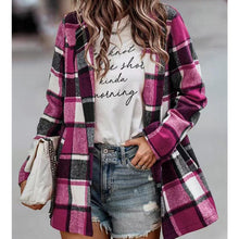 Load image into Gallery viewer, Check Print Long Sleeve Pocket Wool Jacket
