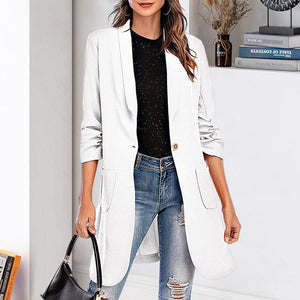 Three-quarter Sleeve Women's Mid-length Pocket Coat