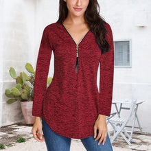Load image into Gallery viewer, Fringed Zip Long Sleeve T-Shirt
