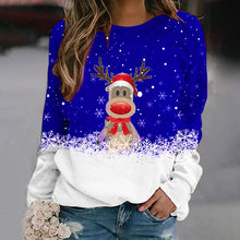 Load image into Gallery viewer, Snowflake Christmas Deer Print Crewneck Sweater
