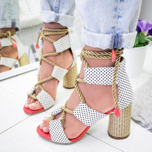 Load image into Gallery viewer, Multi-color Lace-up Heeled Sandals
