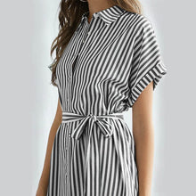 Load image into Gallery viewer, Women&#39;s Summer Striped Short Sleeve T Shirt Dress
