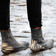 Load image into Gallery viewer, Casual Pointed Toe Zebra-Striped Boots
