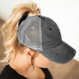 New Mesh Cross Outout Ponytail Baseball Cap