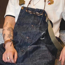 Load image into Gallery viewer, RETRO NAVY BLUE DENIM JUMPSUIT
